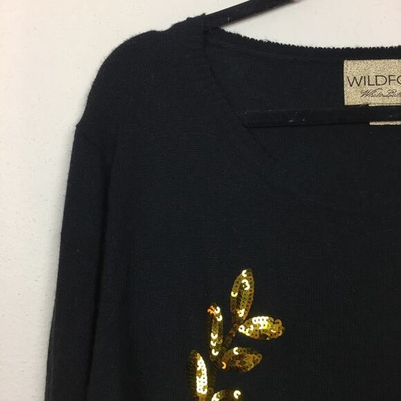 Wildfox White Label Sequin Laurel Angora Sweater Size Medium Black - Picture 3 of 10
